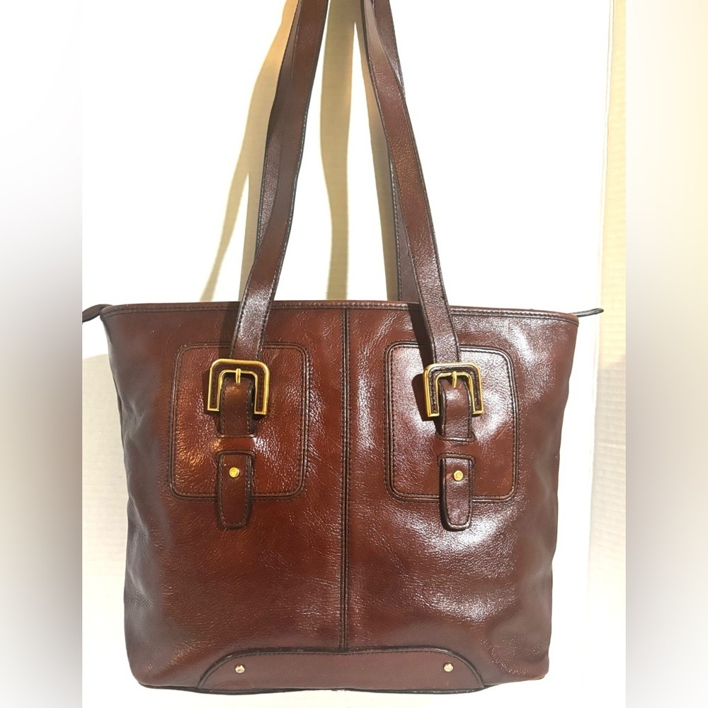 Etienne algner burgundy Elegant Leather Tote Bag